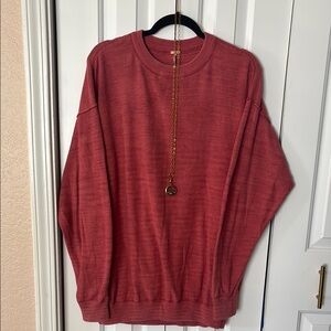 Free People Red Crewneck Sweater with Fitted Silhouette